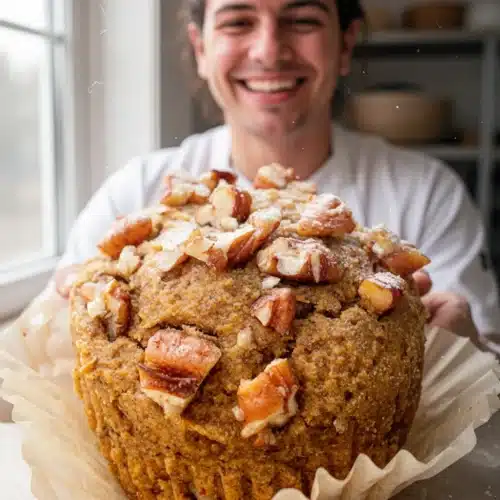 Beaming baker gluten-free pumpkin muffin with maple pecan topping
