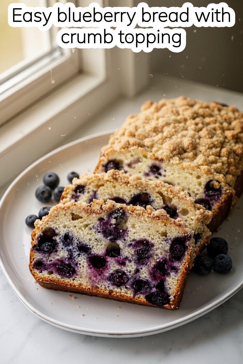 blueberry bread with crumb topping