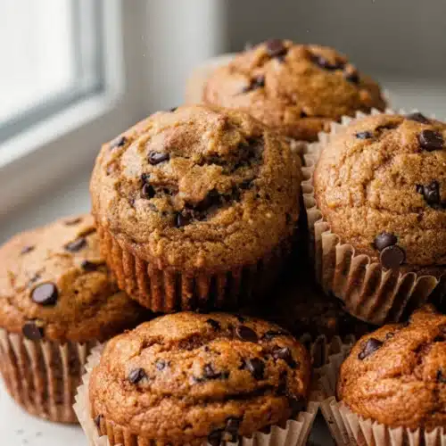 Chocolate Chip Muffins Easy: Deliciously Simple Treats 2 Easy chocolate chip muffins with cinnamon and pumpkin spice, warm and fluffy