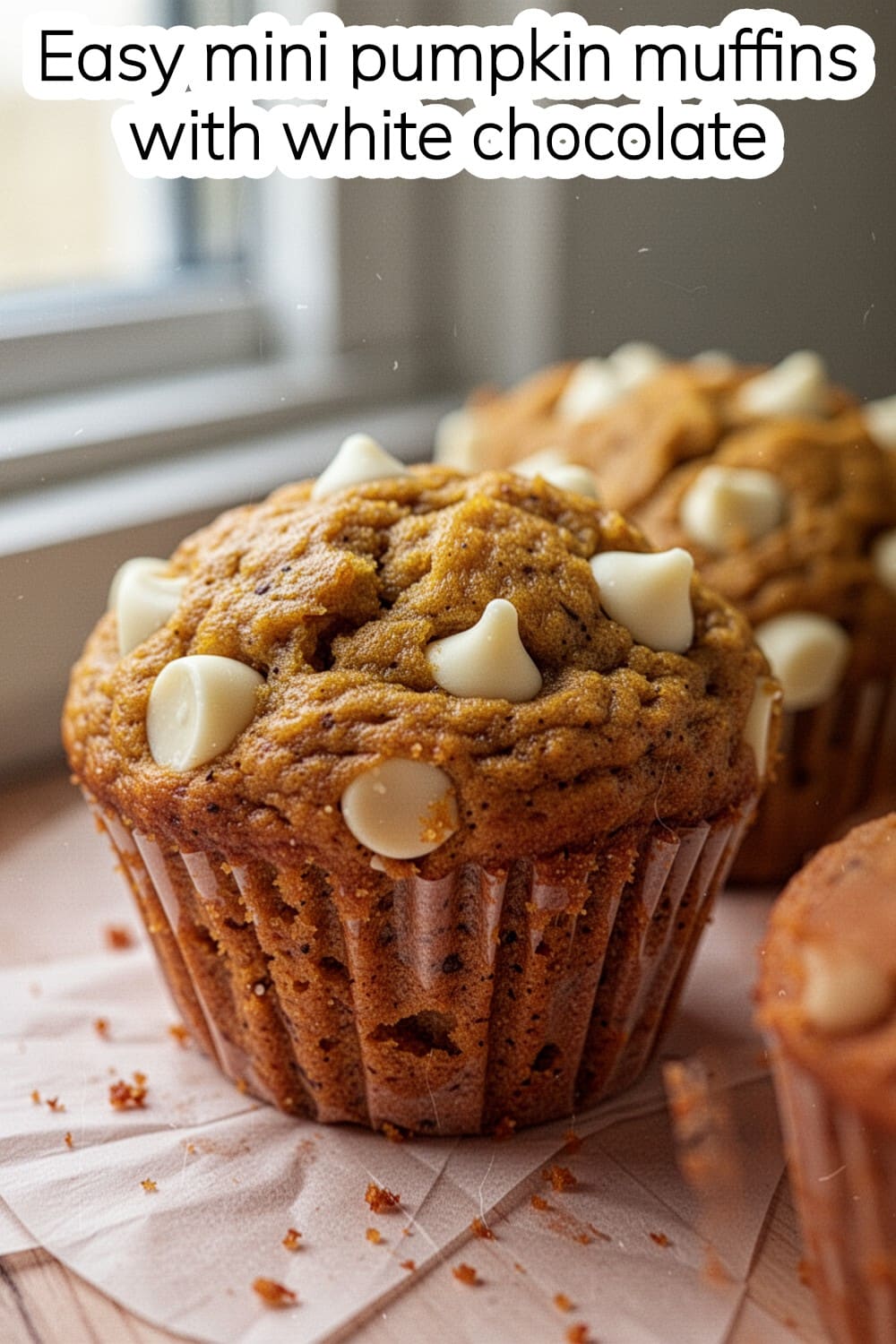 mini pumpkin muffins with white chocolate chips
