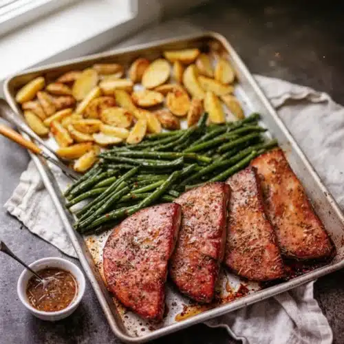 Sheet pan sausage and fall veggies with roasted vegetables and herbs